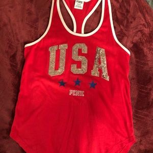 Vs pink razor back bling tank
